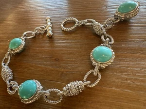 Judith Ripka Sterling Silver Turquoise and Citrine Toggle Bracelet - Picture 1 of 10