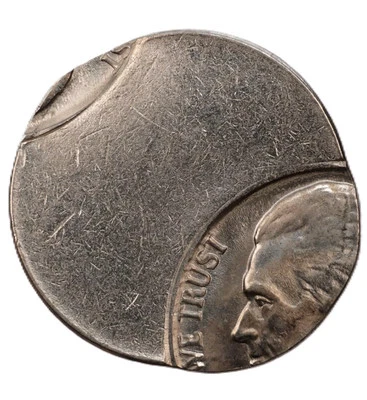 5c Double Struck Saddle Both off Center Nickel - Rare mint error coin E4 - Image 1 of 2