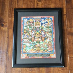 Life of Buddah Thangka Hand Painted Tibetan Mandala Painting Framed Matted - Picture 1 of 18