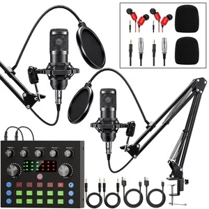 Podcast Equipment Bundle for 2, Audio Interface with Voice Changer Condenser ... - Picture 1 of 7