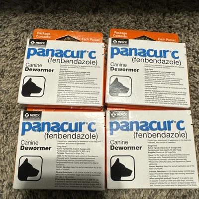 4 PACK Panacur C 3 Packets Per Box Canine 40lbs Dewormer Treatment EXP 06/2027 - Image 1 of 3