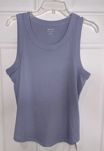 Madewell Women's Medium Soft Fade Cotton Scoop Neck Tank Top Blue Perriwinkle - Picture 1 of 5