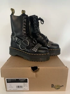 Botas raras Dr Martens Jadon Hi Stud Plataforma Gruesas Cuero Cremallera Hebilla Cremallera - Imagen 1 de 9