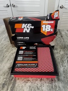 K & N Long Life 18,000 Mile Replacement Disposable Air Filter 2457 Damaged Box - Picture 1 of 8