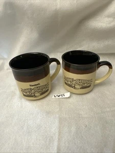 2 Vintage 1986 1989 Hardee's Rise and Shine Homemade Biscuits Coffee Cups Mugs - Picture 1 of 5