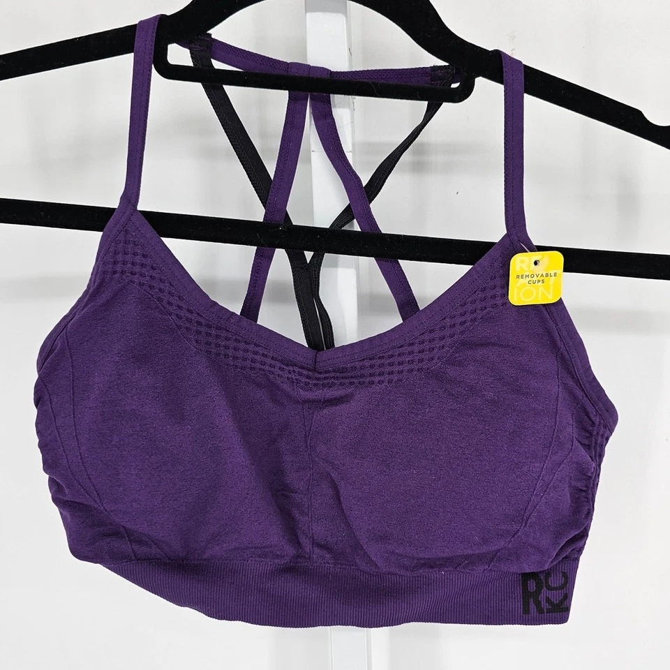 Sujetador deportivo Kenneth Cole Reaction para mujer talla M sin cables púrpura con tiras NUEVO Foto 1 de 4
