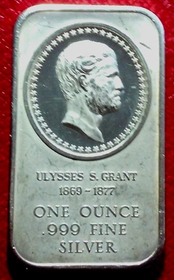 Ulysses S. Grant Silver Bar-Madison Mint 1 Troy oz .999 Pure Silver - Image 1 of 3