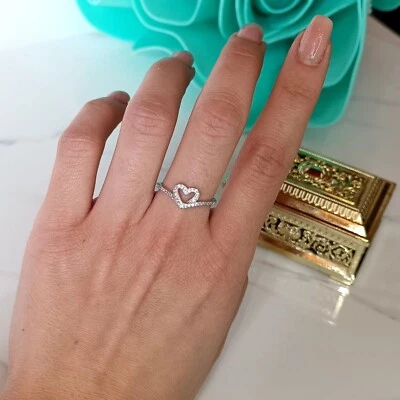 Anello cuore "Dolcissimo amore" in argento 925 e zirconi regolabile - Immagine 1 di 4