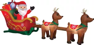 RIESIGER 12,5 FUSS WEIHNACHTEN WEIHNACHTS-RENTIERSCHLITTENSCHLITTEN luftgeblasen aufblasbar EDELSTEIN - Bild 1 von 3