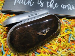 🟣 BENTLEY CONTINENTAL GT GTC FLYING SPUR SUNGLASS CASE STORAGE WOOD FIDDLEBACK - Picture 1 of 8