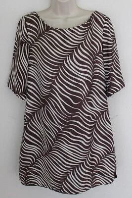 Vestido de Seda Elizabeth McKay Talla 6 Marrón Cebra Pullover Cambio Corto Manga Corta Foto 1 de 4