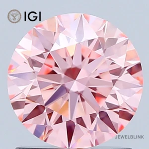 IGI Certified 1.20 Carat Fancy Vivid Pink VVS2 Round Cut CVD Lab Grown Diamond - Picture 1 of 16