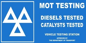 Vehicle MOT Test Centre Metal Sign Diesel Catalyst Garage Pit Plaque 28cm x 14cm - Picture 1 of 2