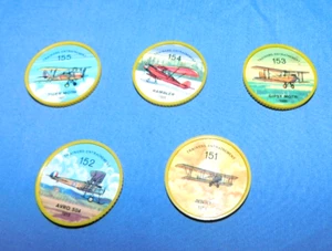 LOTE DE 4 MONEDAS DE AVIÓN PREMIUM PUBLICIDAD CHIPS GELATINA AÑOS 60 VINTAGE #151-155 - Imagen 1 de 1