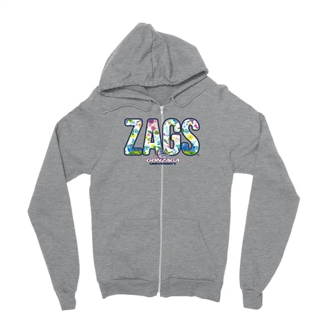 Venley Official NCAA Gonzaga University Zags Floral Zip Hoodie Cover