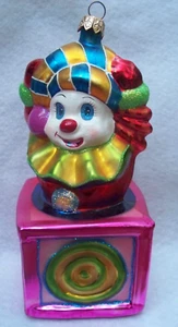 RARE VINTAGE CHRISTOPHER RADKO LARGE JACK IN THE BOX CHRISTMAS ORNAMENT 6 1/2' - Picture 1 of 5
