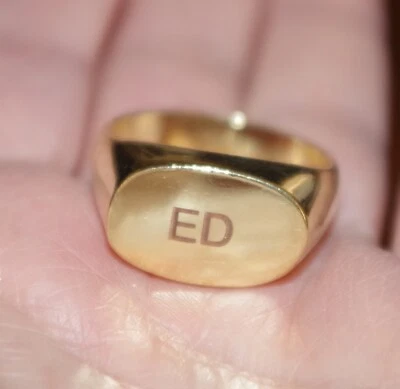 Коллекционное SETA Сделано 14K Над Латунью ED Резное Начальное Стильное Широкополосное Кольцо - Изображение 1 из 4