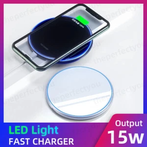 15W Wireless Charger Fast Charge Pad For Samsung iPhone XS Max X XR 12 11 Pro - Picture 1 of 14