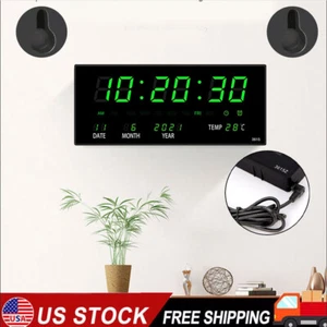 Große LED Bildschirm Digitale Wanduhr Zeit Temperatur Kalender Datumsanzeige - Bild 1 von 5