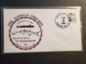 Submarine USS CAVALLA SSN-684 Naval Cover 1983 Anniversary Cachet Groton, CT - Picture 1 of 2