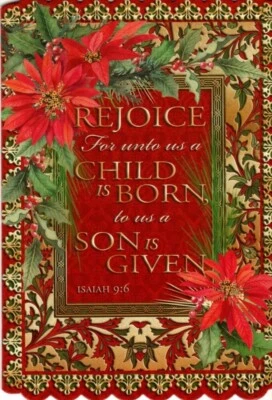 Christmas Rejoice Jesus Born Die Cut Punch Studio Blank Note Cards  - Set of 2 - Image 1 of 2