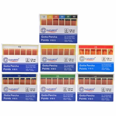 牙科 Endo 根管古塔 Percha 点 #15/20/25/30/35/40/15-40 0.02 锥形  — 第 1/4 张图片