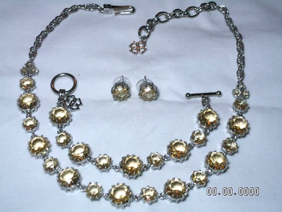 ...Ann Taylor Tono Plata, Collar Lucita Amarillo Dorado, Pulsera, Juego de Pendientes... Foto 1 de 4