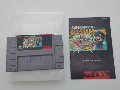 SNES Super Nintendo Super Mario All-Stars Cartridge Manual Universal Case Works - Image 1 of 4