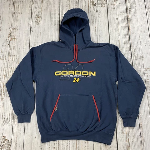 VTG Y2K JEFF GORDON CHASE AUTHENTICS HOODIE NAVY EMBROIDERED DUPONT MENS L EUC Cover