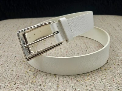 Calvin Klein Jeans White Belt Genuine Leather Unisex Waistband Pin Buckle Siz XL - Image 1 of 4