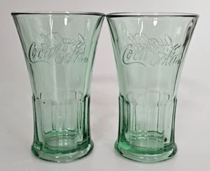 Juego de 2 vasos de Coca Cola verdes gruesos 16 oz vaso de Coca-Cola acampanado - Imagen 1 de 9