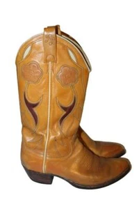 Polo Ralph Lauren x Lucchese Selene Leather Cowboy Boot Women’s 7.5 D Tan Floral - Picture 1 of 10