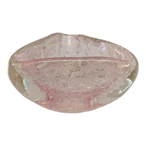 VINTAGE Art Glass Pink Silver Flecks Small Bowl Bubbles READ!! - Picture 1 of 16