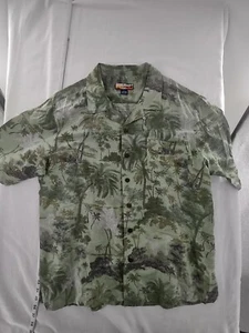 Havana Jacks Cafe Shirt Mens Extra Large Green Silk Hawaiian Button Up Palm - Picture 1 of 5
