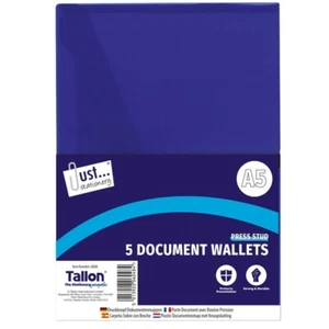 STATIONERY A5 DOCUMENT STUD WALLETS 5 PACK - Picture 1 of 1