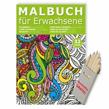 Malbuch für Erwachsene zur Entspannung Ausmalbuch in A4 und 6 Buntstifte gratis