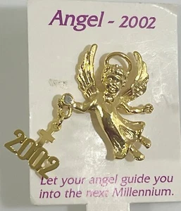 Vintage 2002 Millennium Gold Tone Angel Lapel Pin - Picture 1 of 4