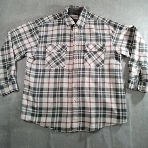 David Taylor Shirt Men Extra Large Gray Flannel Tartan Plaid Long Sleeve Chamois - Picture 1 of 9