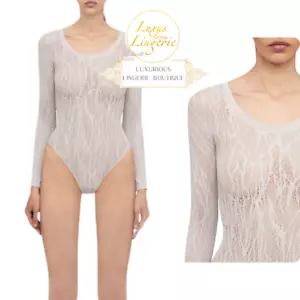SNAKE LACE STRING BODY by Wolford S platinum grau Transparent Netz Lee Langarm - Bild 1 von 4