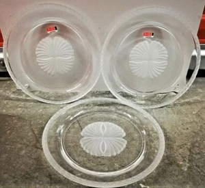 3 Fostoria Captiva 10" Shell Frosted Rim Dinner Plate Clear Vintage 1983 US Made - Picture 1 of 5