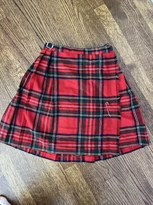 O'neil of Dublin Girl's Kilt Size 7/8 Pleated Royal Stewart Tartan - Foto 1 di 5