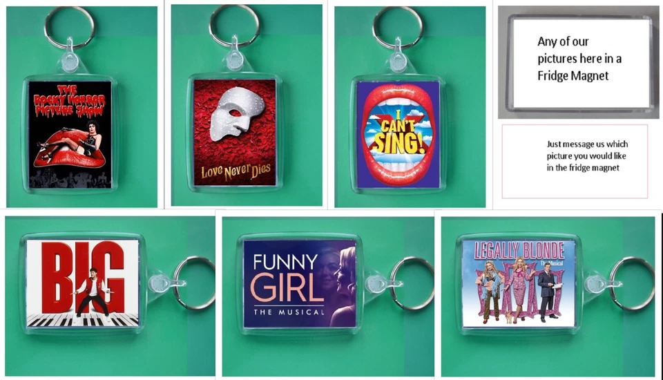 Theatre, Musicals, Play, 3 etc. Photo Keyring / bag tag, or select Fridge Magnet - Image 1 of 1