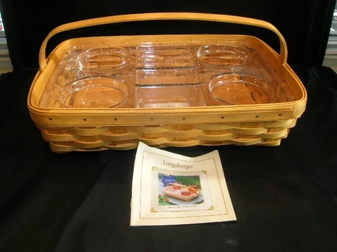 LONGABERGER CLASSIC BACK PORCH BASKET + CLOTH LINERS & PLASTIC INSERTS  NOT USED Cover