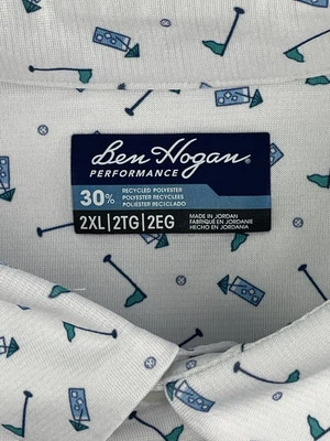 Ben Hogan 2XL Golf Flag Stick & Cocktail Drink All Over Print Polo Shirt - Image 1 of 4