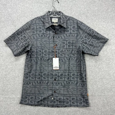 Quicksilver Waterman Shirt Mens Medium Gray Hawaiian Tropical Aztec Tribal NEW - Image 1 of 4