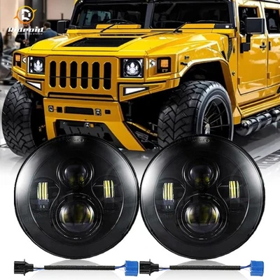 For Hummer H2 2003-2009 7" inch Round LED Projector Headlight High Low Beam Pair - Image 1 of 4