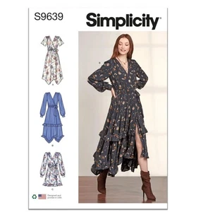 Simplicity 9639 Midi Wrap Dress 16-24 Sewing Pattern Misses Uncut S9639 - Picture 1 of 3
