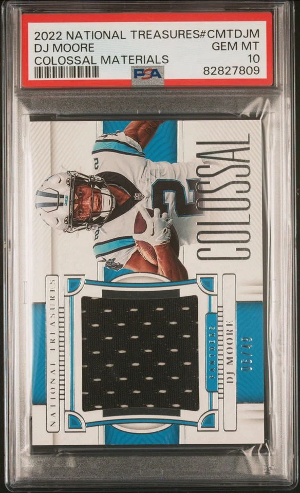 2022 Panini National Treasures DJ Moore Colossal Jumbo Patch /49 PSA 10 POP 1 - Image 1 of 4