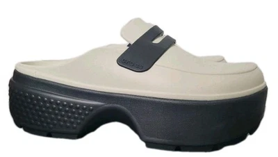 Crocs Stomp Loafers M 10/ W 12 Linen White Black Chunky Platform Slip On Comfort - Image 1 of 4