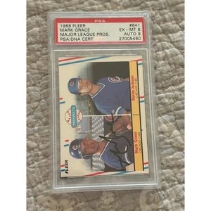 1988 Fleer Mark Grace Rookie Card- Autographed- PSA 6- Auto 9 - Picture 1 of 4